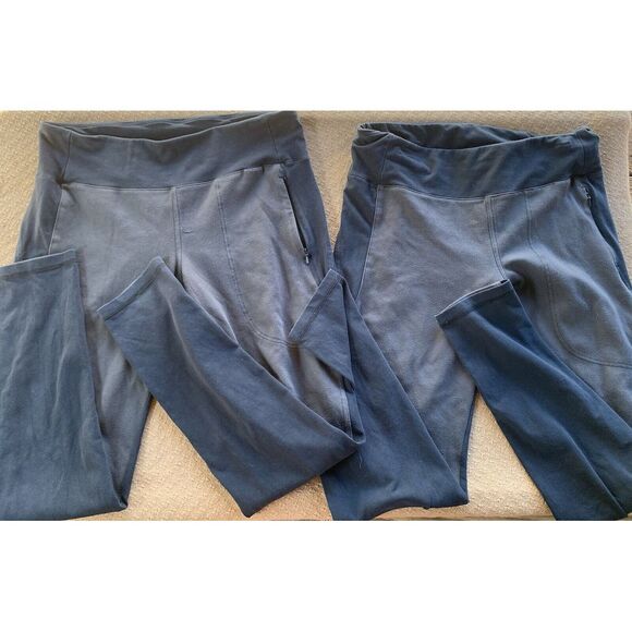 Women's Large Columbia Hiking Leggings Zip Pockets‎ Lot Of 2 Tan Black  Active - Picture 1 of 7